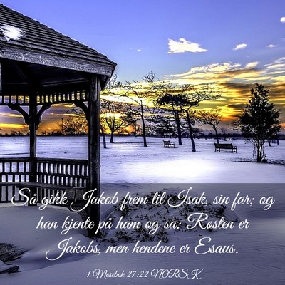 Picture 03 - 1 Mosebok 27:22 NORSK - Så gikk Jakob frem til Isak, sin far; og han - Bible Verse Picture