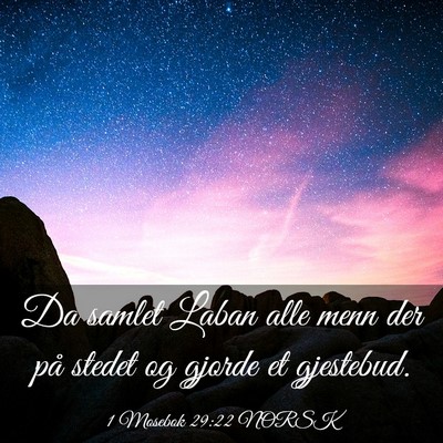 Picture 03 - 1 Mosebok 29:22 NORSK - Da samlet Laban alle menn der på stedet og - Bible Verse Picture