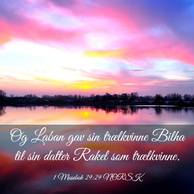 Picture 03 - 1 Mosebok 29:29 NORSK - Og Laban gav sin trælkvinne Bilha til sin datter - Bible Verse Picture