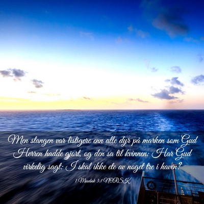 Picture 03 - 1 Mosebok 3:1 NORSK - Men slangen var listigere enn alle dyr på marken - Bible Verse Picture