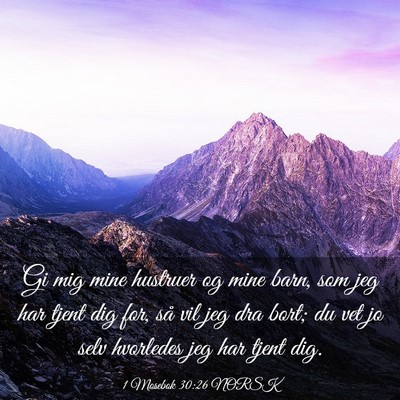 Picture 03 - 1 Mosebok 30:26 NORSK - Gi mig mine hustruer og mine barn, som jeg har - Bible Verse Picture