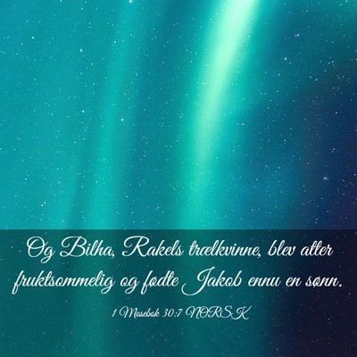 Picture 03 - 1 Mosebok 30:7 NORSK - Og Bilha, Rakels trælkvinne, blev atter - Bible Verse Picture
