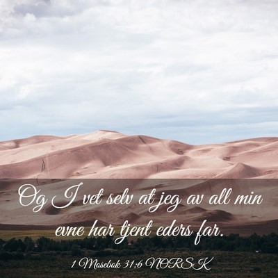 Picture 03 - 1 Mosebok 31:6 NORSK - Og I vet selv at jeg av all min evne har tjent - Bible Verse Picture