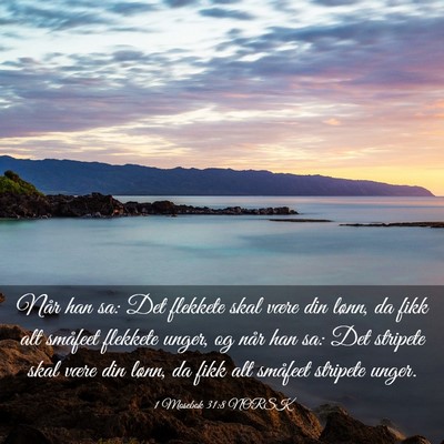 Picture 03 - 1 Mosebok 31:8 NORSK - Når han sa: Det flekkete skal være din lønn, - Bible Verse Picture
