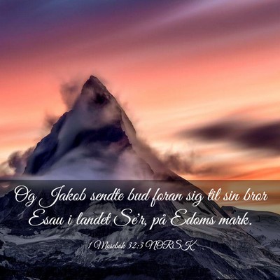 Picture 03 - 1 Mosebok 32:3 NORSK - Og Jakob sendte bud foran sig til sin bror Esau i - Bible Verse Picture