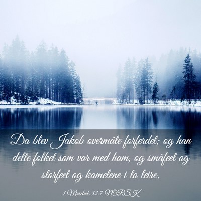 Picture 03 - 1 Mosebok 32:7 NORSK - Da blev Jakob overmåte forferdet; og han delte - Bible Verse Picture