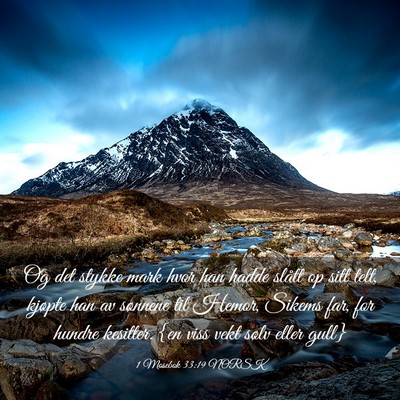 Picture 03 - 1 Mosebok 33:19 NORSK - Og det stykke mark hvor han hadde slått op sitt - Bible Verse Picture