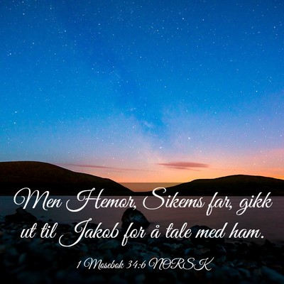 Picture 03 - 1 Mosebok 34:6 NORSK - Men Hemor, Sikems far, gikk ut til Jakob for å - Bible Verse Picture