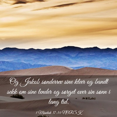 Picture 03 - 1 Mosebok 37:34 NORSK - Og Jakob sønderrev sine klær og bandt sekk om - Bible Verse Picture