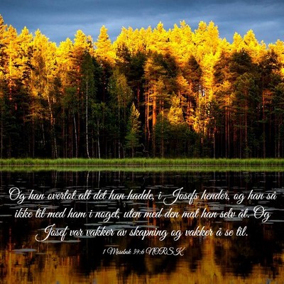 Picture 03 - 1 Mosebok 39:6 NORSK - Og han overlot alt det han hadde, i Josefs - Bible Verse Picture