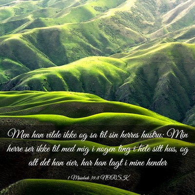 Picture 03 - 1 Mosebok 39:8 NORSK - Men han vilde ikke og sa til sin herres hustru: - Bible Verse Picture