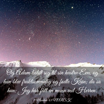 Picture 03 - 1 Mosebok 4:1 NORSK - Og Adam holdt sig til sin hustru Eva, og hun blev - Bible Verse Picture