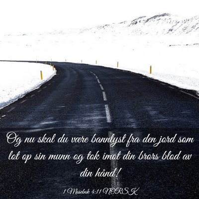 Picture 03 - 1 Mosebok 4:11 NORSK - Og nu skal du være bannlyst fra den jord som lot - Bible Verse Picture