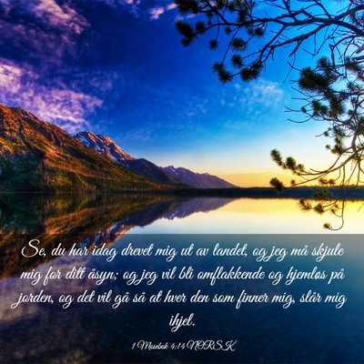 Picture 03 - 1 Mosebok 4:14 NORSK - Se, du har idag drevet mig ut av landet, og jeg - Bible Verse Picture