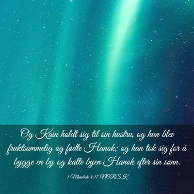 Picture 03 - 1 Mosebok 4:17 NORSK - Og Kain holdt sig til sin hustru, og hun blev - Bible Verse Picture