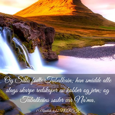 Picture 03 - 1 Mosebok 4:22 NORSK - Og Silla fødte Tubalkain; han smidde alle slags - Bible Verse Picture