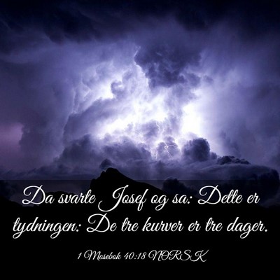 Picture 03 - 1 Mosebok 40:18 NORSK - Da svarte Josef og sa: Dette er tydningen: De tre - Bible Verse Picture