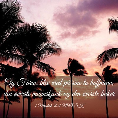 Picture 03 - 1 Mosebok 40:2 NORSK - Og Farao blev vred på sine to hoffmenn, den - Bible Verse Picture