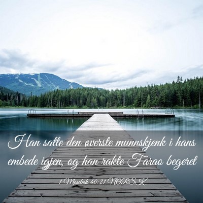 Picture 03 - 1 Mosebok 40:21 NORSK - Han satte den øverste munnskjenk i hans embede - Bible Verse Picture