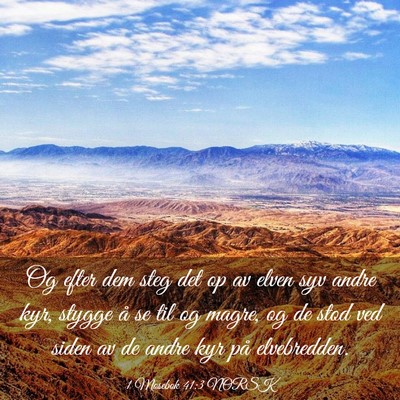 Picture 03 - 1 Mosebok 41:3 NORSK - Og efter dem steg det op av elven syv andre kyr, - Bible Verse Picture
