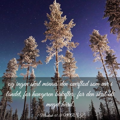 Picture 03 - 1 Mosebok 41:31 NORSK - og ingen skal minnes den overflod som var i - Bible Verse Picture