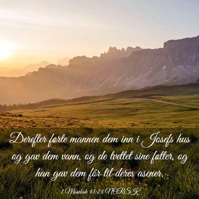 Picture 03 - 1 Mosebok 43:24 NORSK - Derefter førte mannen dem inn i Josefs hus og - Bible Verse Picture