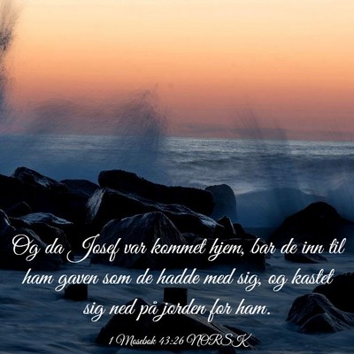 Picture 03 - 1 Mosebok 43:26 NORSK - Og da Josef var kommet hjem, bar de inn til ham - Bible Verse Picture