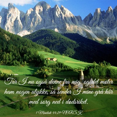 Picture 03 - 1 Mosebok 44:29 NORSK - Tar I nu også denne fra mig, og det møter ham - Bible Verse Picture