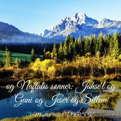 Picture 03 - 1 Mosebok 46:24 NORSK - og Naftalis sønner: Jahse'l og Guni og Jeser og - Bible Verse Picture