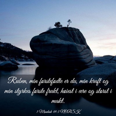 Picture 03 - 1 Mosebok 49:3 NORSK - Ruben, min førstefødte er du, min kraft og min - Bible Verse Picture