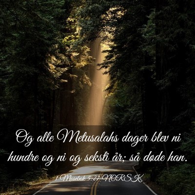 Picture 03 - 1 Mosebok 5:27 NORSK - Og alle Metusalahs dager blev ni hundre og ni og - Bible Verse Picture