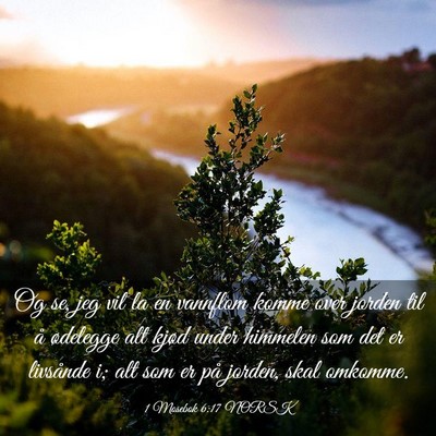 Picture 03 - 1 Mosebok 6:17 NORSK - Og se, jeg vil la en vannflom komme over jorden - Bible Verse Picture