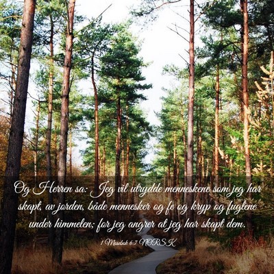 Picture 03 - 1 Mosebok 6:7 NORSK - Og Herren sa: Jeg vil utrydde menneskene som jeg - Bible Verse Picture
