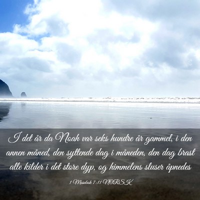 Picture 03 - 1 Mosebok 7:11 NORSK - I det år da Noah var seks hundre år gammel, i - Bible Verse Picture