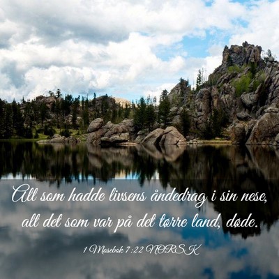 Picture 03 - 1 Mosebok 7:22 NORSK - Alt som hadde livsens åndedrag i sin nese, alt - Bible Verse Picture