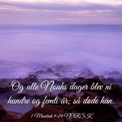 Picture 03 - 1 Mosebok 9:29 NORSK - Og alle Noahs dager blev ni hundre og femti år; - Bible Verse Picture