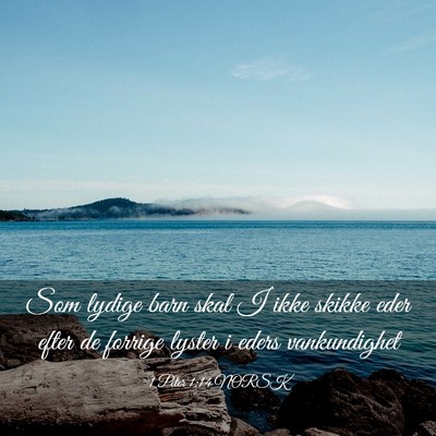 Picture 03 - 1 Peter 1:14 NORSK - Som lydige barn skal I ikke skikke eder efter de - Bible Verse Picture