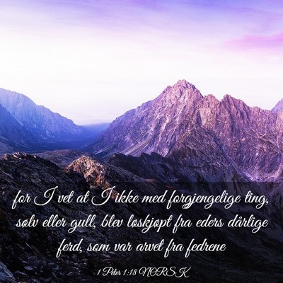 Picture 03 - 1 Peter 1:18 NORSK - for I vet at I ikke med forgjengelige ting, sølv - Bible Verse Picture