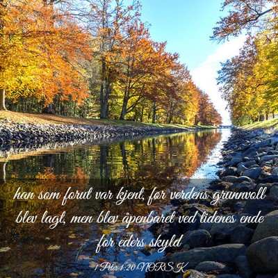 Picture 03 - 1 Peter 1:20 NORSK - han som forut var kjent, før verdens grunnvoll - Bible Verse Picture