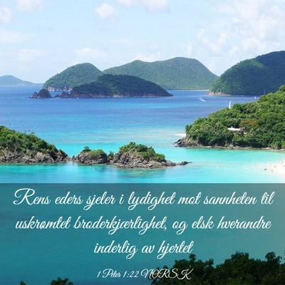 Picture 03 - 1 Peter 1:22 NORSK - Rens eders sjeler i lydighet mot sannheten til - Bible Verse Picture