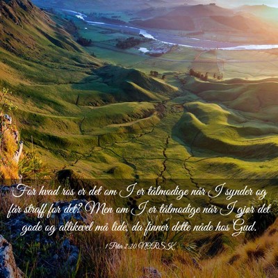 Picture 03 - 1 Peter 2:20 NORSK - For hvad ros er det om I er tålmodige når I - Bible Verse Picture