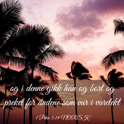 Picture 03 - 1 Peter 3:19 NORSK - og i denne gikk han og bort og preket for åndene - Bible Verse Picture