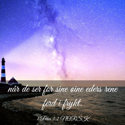 Picture 03 - 1 Peter 3:2 NORSK - når de ser for sine øine eders rene ferd i - Bible Verse Picture