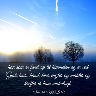Picture 03 - 1 Peter 3:22 NORSK - han som er faret op til himmelen og er ved Guds - Bible Verse Picture