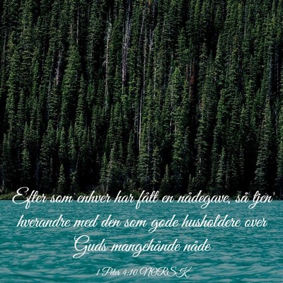 Picture 03 - 1 Peter 4:10 NORSK - Efter som enhver har fått en nådegave, så tjen - Bible Verse Picture