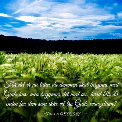 Picture 03 - 1 Peter 4:17 NORSK - For det er nu tiden da dommen skal begynne med - Bible Verse Picture