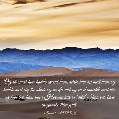 Picture 03 - 1 Samuel 1:24 NORSK - Og så snart hun hadde avvent ham, reiste hun op - Bible Verse Picture