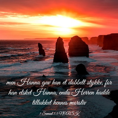 Picture 03 - 1 Samuel 1:5 NORSK - men Hanna gav han et dobbelt stykke, for han - Bible Verse Picture