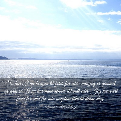 Picture 03 - 1 Samuel 12:2 NORSK - Sa har I nu kongen til fører for eder; men jeg - Bible Verse Picture