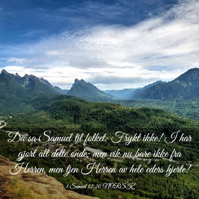 Picture 03 - 1 Samuel 12:20 NORSK - Da sa Samuel til folket: Frykt ikke! I har gjort - Bible Verse Picture